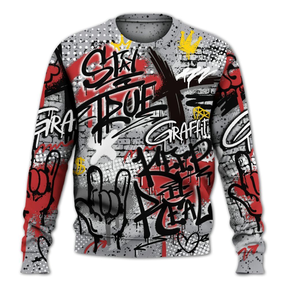 Sweatshirt To Match White Cement 4s - True It Real Graffiti Streetwear All Over Print