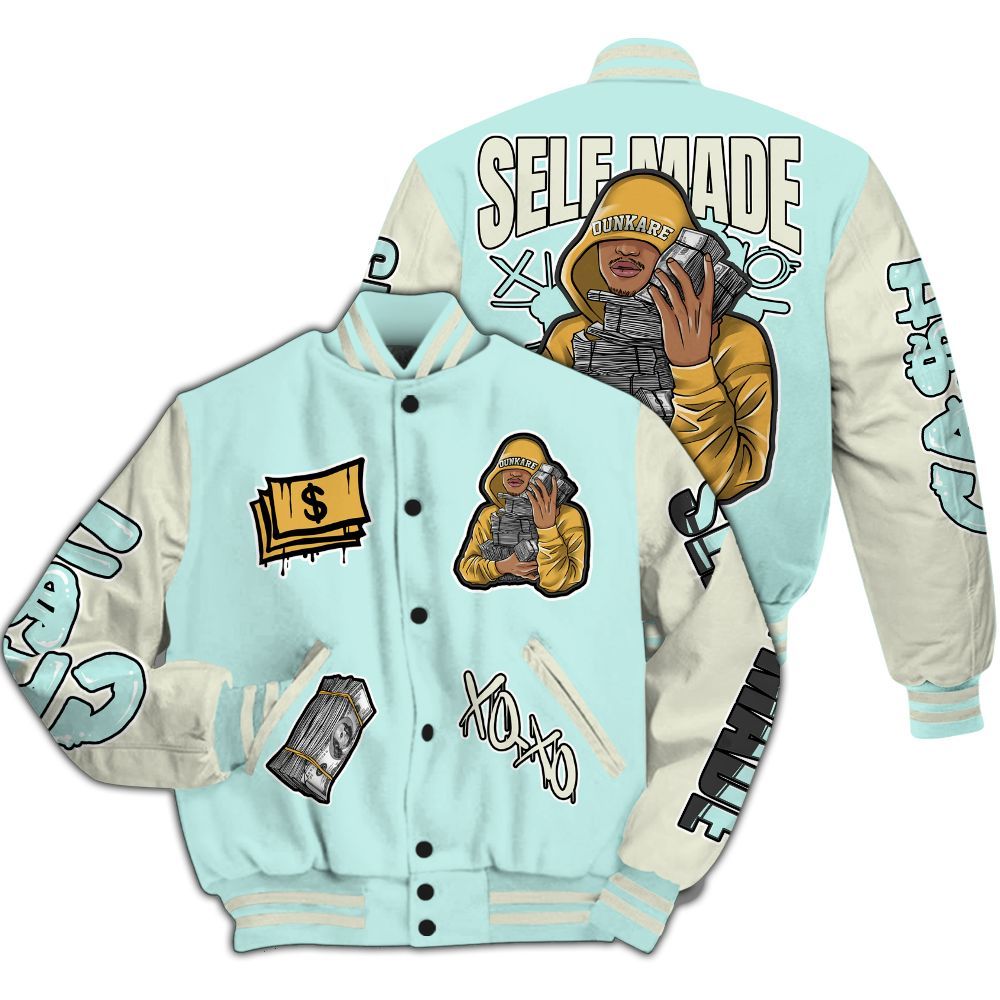 Varsity Jacket To Match Pure Platinum 4s - Selfmade Unique All Over Print