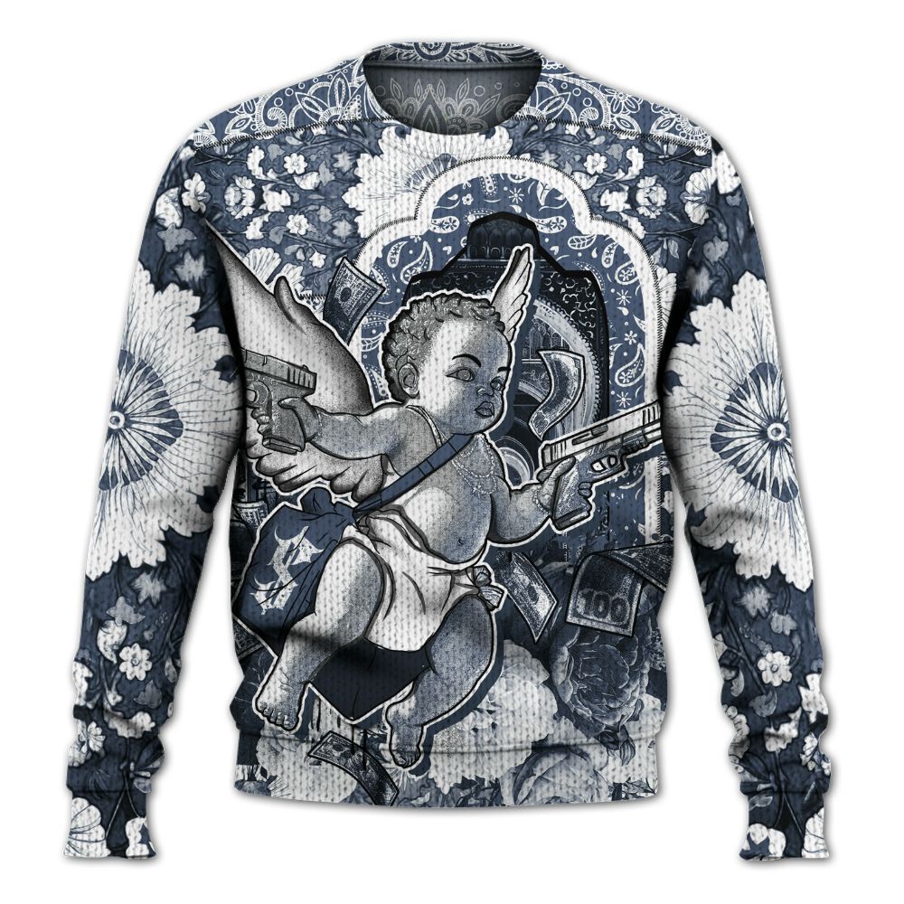 Knitted Sweater To Match Low Diffused Blue 11s - Angel Money Bag