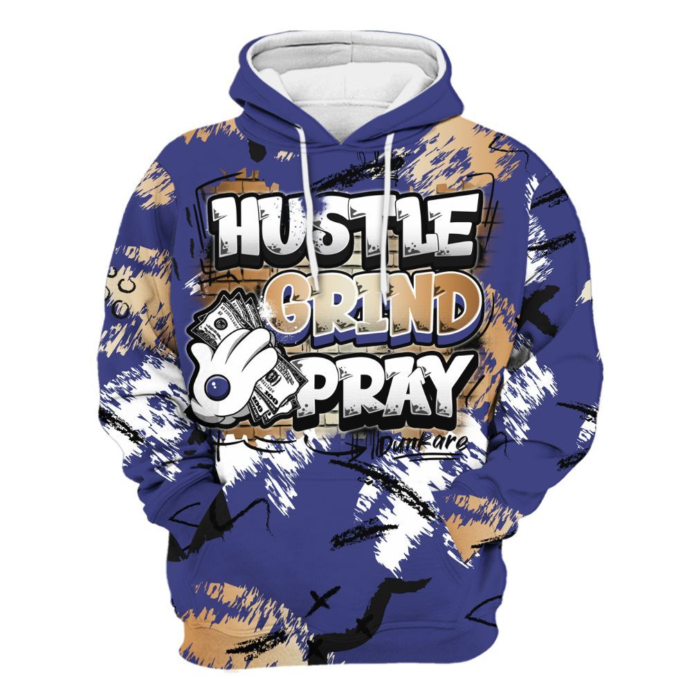 Hoodie To Match JM Pro Black Concord - Hustle Grind Pray Graphic Street Style All Over Print