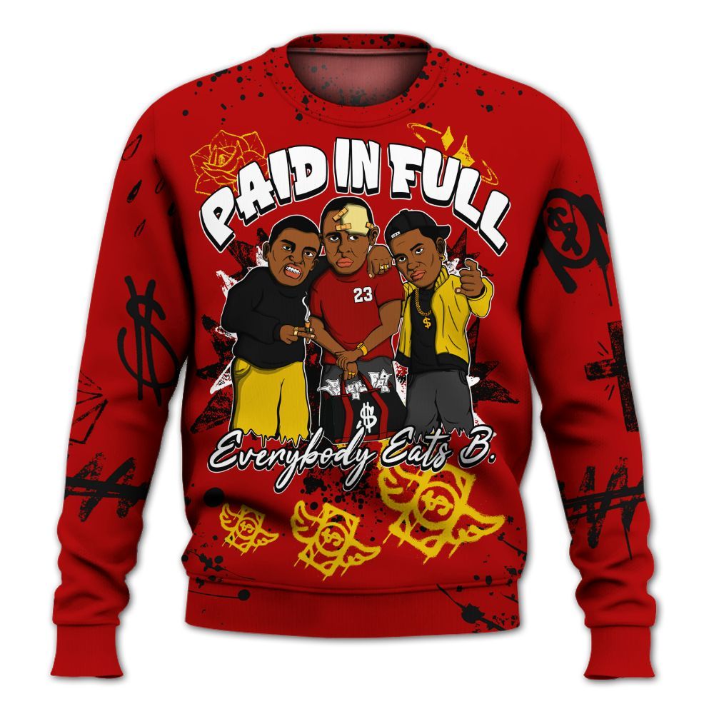 Sweatshirt To Match Low Lucky Cat 1s - Everybody Paid In Full Crayon All Over Print