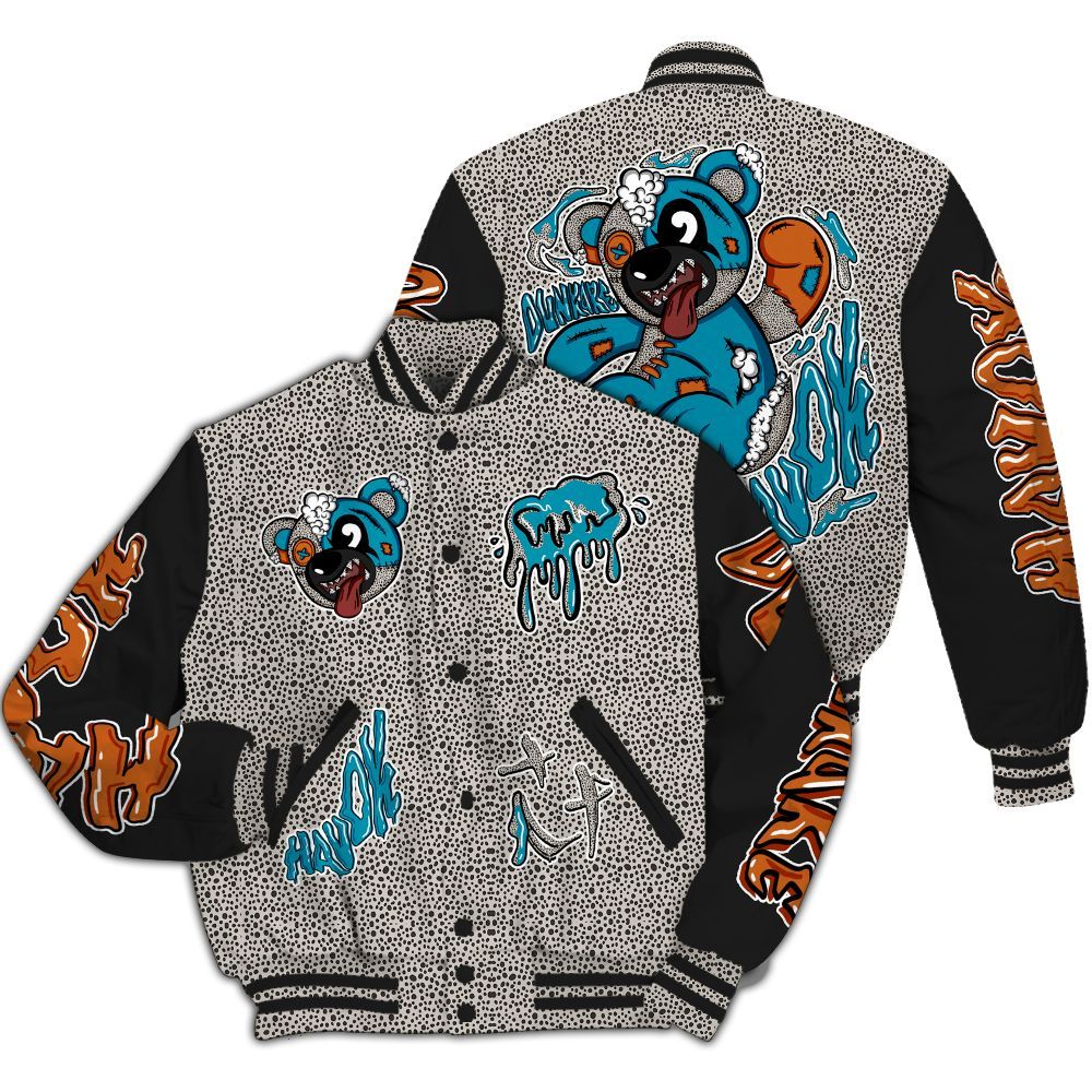 Varsity Jacket To Match SB Dunk Low Safari Olympic - Havok Bear All Over Print