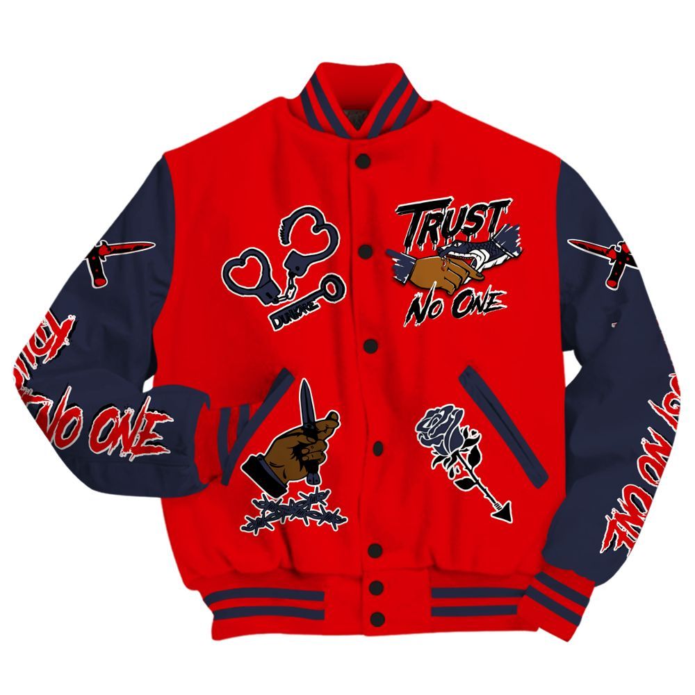 Varsity Jacket To Match Low OG Howard Bison 1s - Trust No One Dripping All Over Print