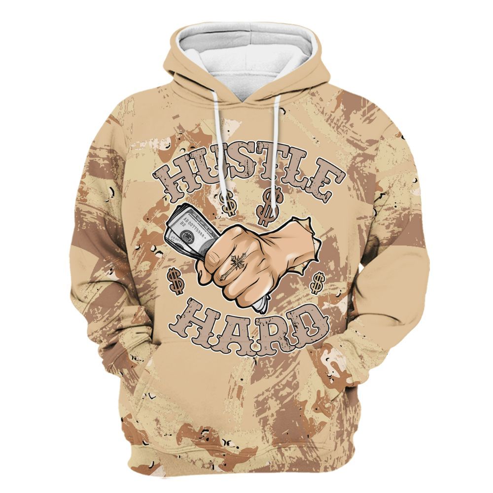 Hoodie To Match Desert Camo 3s - Hustles Hard! Splash All Over Print