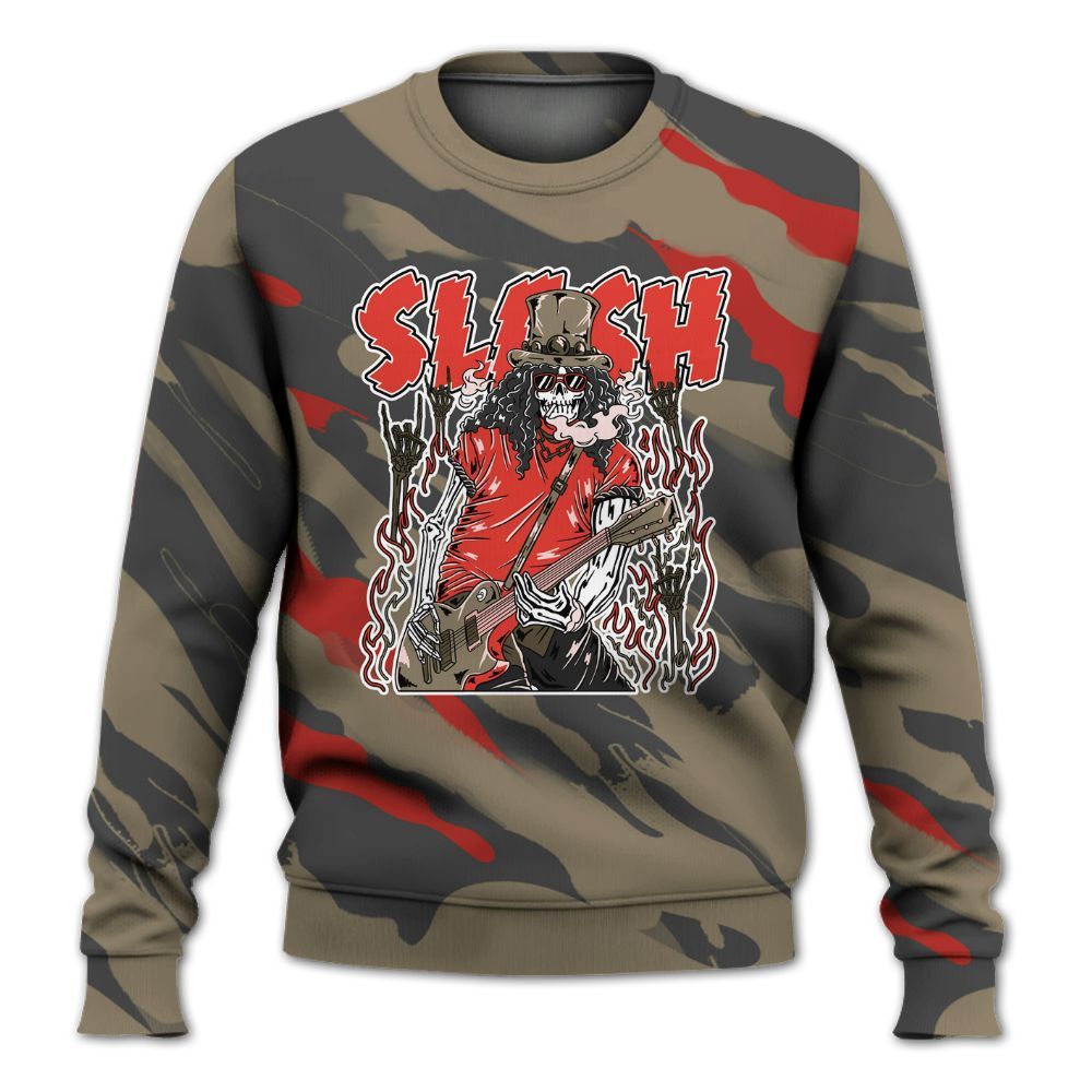 Sweatshirt To Match Olive 9s - Slash Skeleton Colored All Over Print