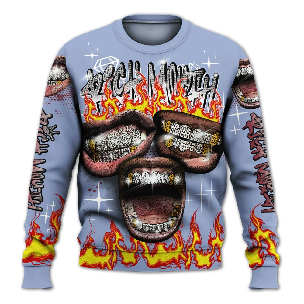 Sweatshirt To Match Black Metallic 5s - Rich Mouth Fire Rap Retro 90s All Over Print