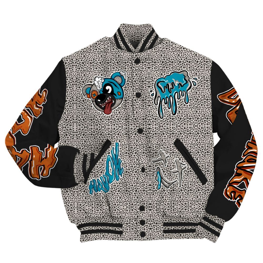 Varsity Jacket To Match SB Dunk Low Safari Olympic - Havok Bear All Over Print