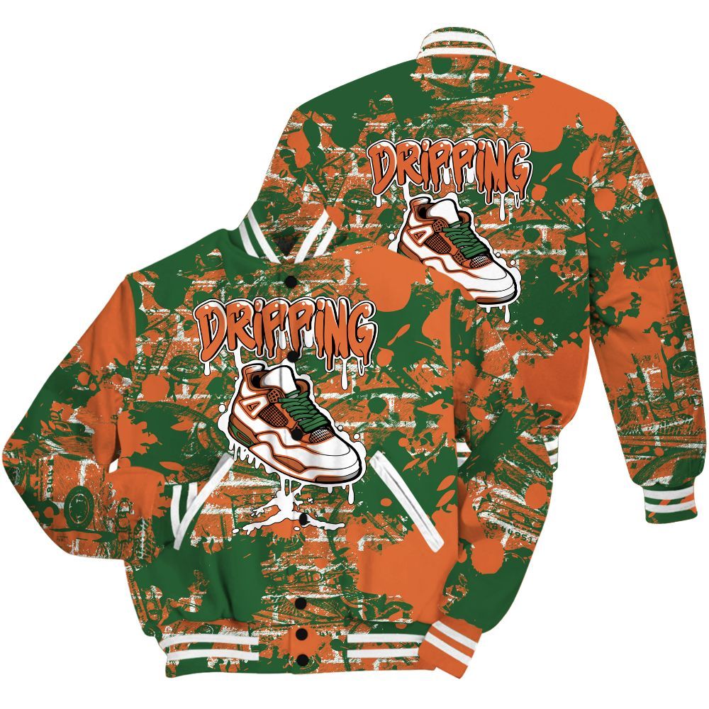 Varsity Jacket To Match Low Miami 5s Shirt - Dripping Shoe 4S Graphic Street Art All Over Print