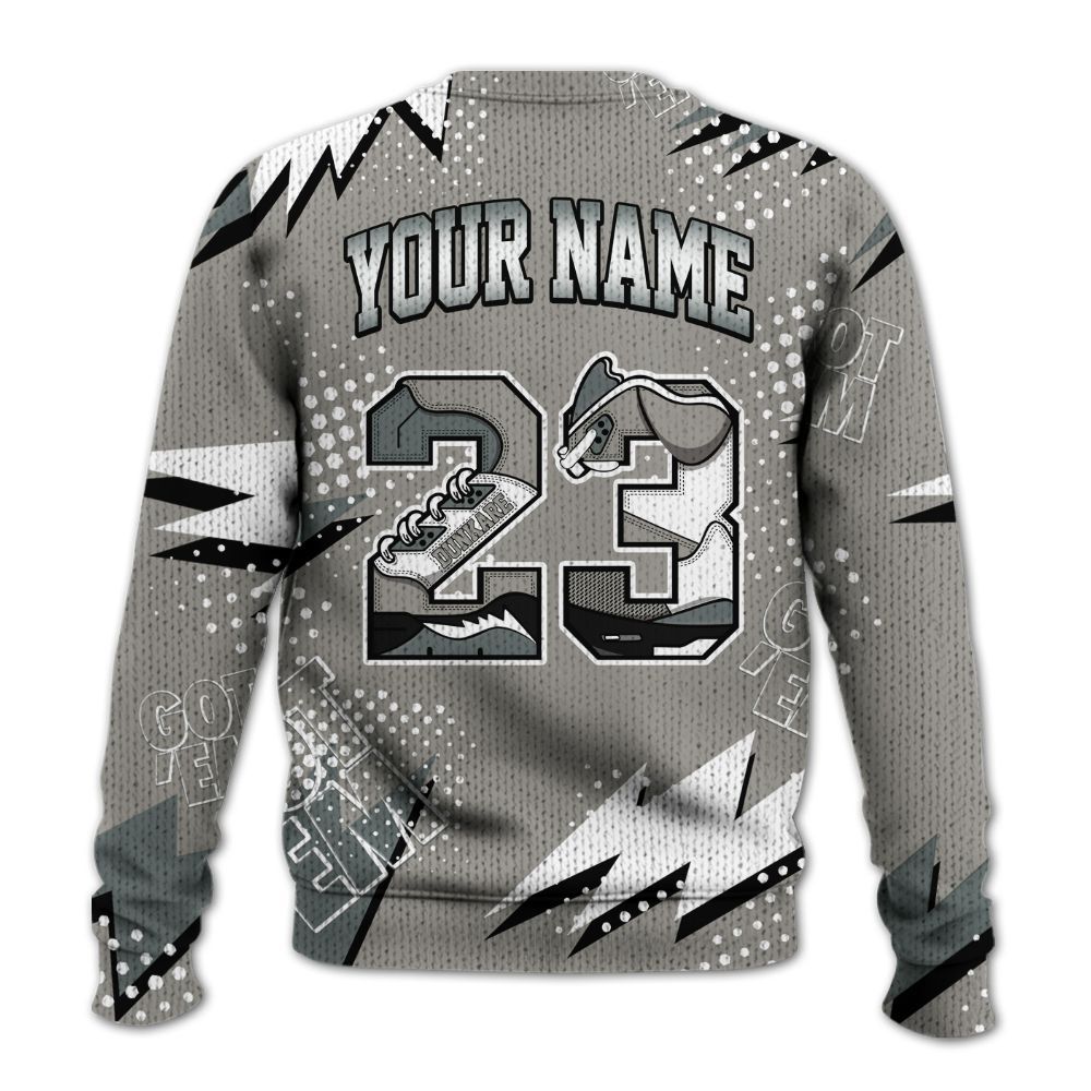 Knitted Sweater To Match Cool Grey 9s - Custom Name Number 23 5s