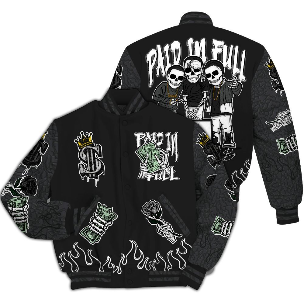 Varsity Jacket To Match Black Cat 3s - Fire Everybody Paid In All Over Print