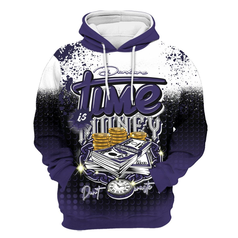 Hoodie To Match Retro Court Purple 13s - Halftone Time Is Money All Over Print