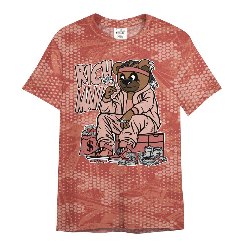 Shirt To Match Dune Red 13s - Rich Man Bear Banknotes Art All Over Print