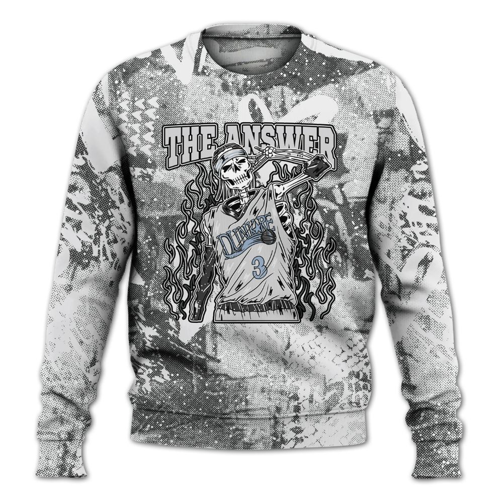 Sweatshirt To Match Reverse Black White 6s - Allen Answer Skeleton Heart All Over Print