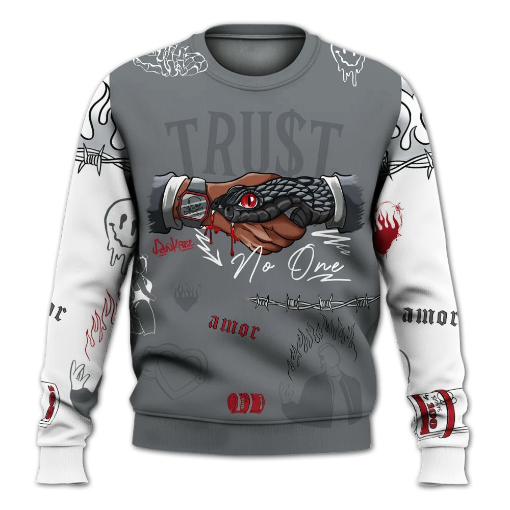 Sweatshirt To Match Retro Fire Red 9s - Snake Trust No One All Over Print
