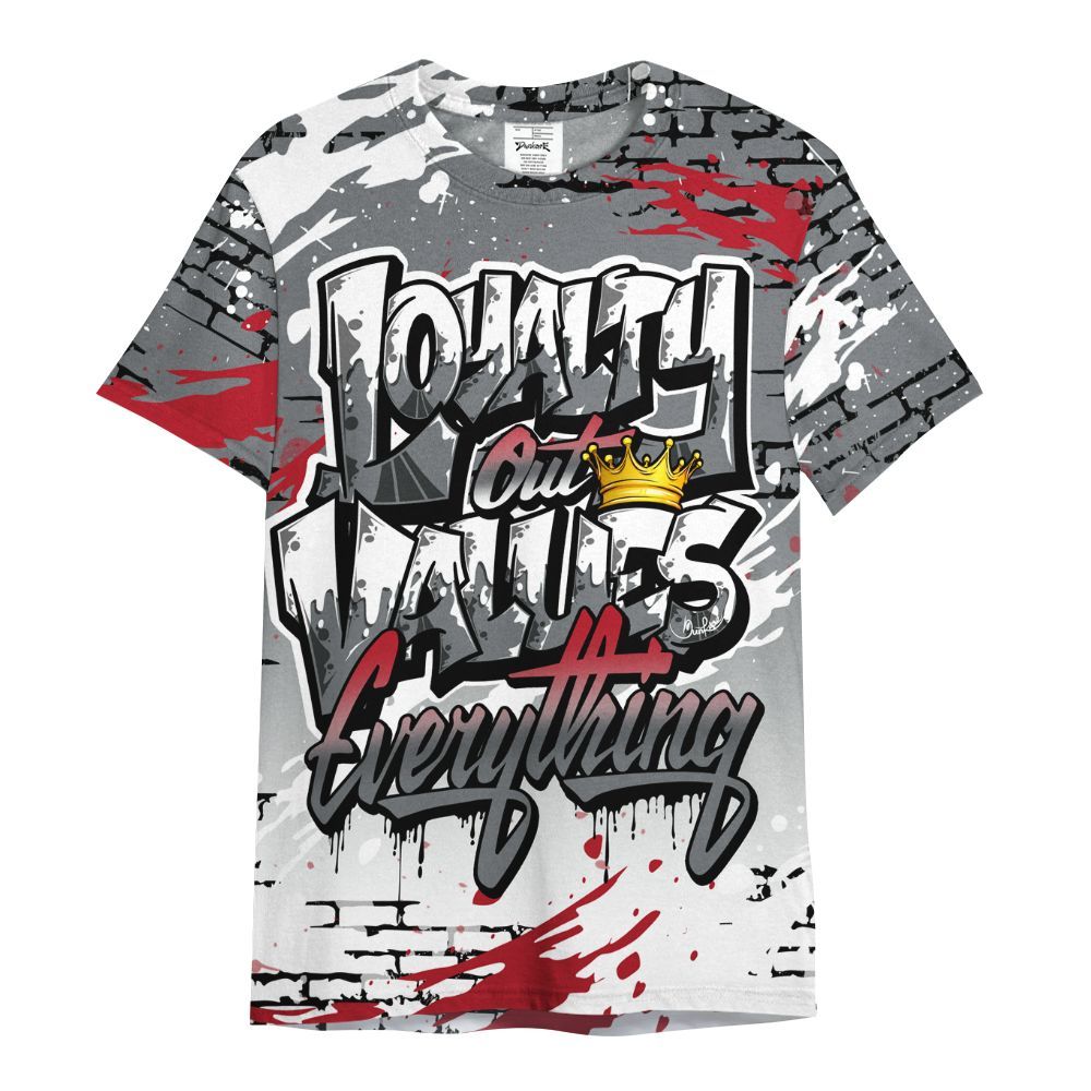 Shirt To Match Retro Fire Red 9s - Values Of Loyalty Drip All Over Print