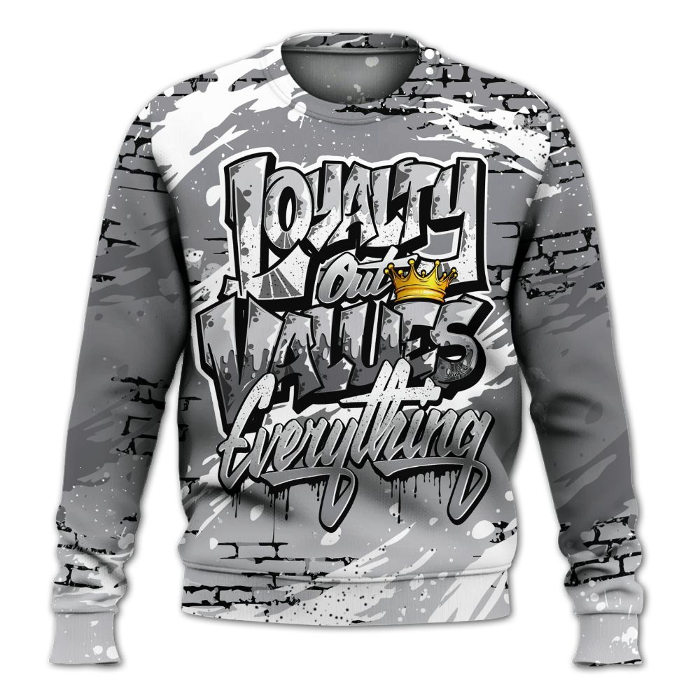 Sweatshirt To Match Retro Wolf Grey 5s - Values Of Loyalty Drip All Over Print