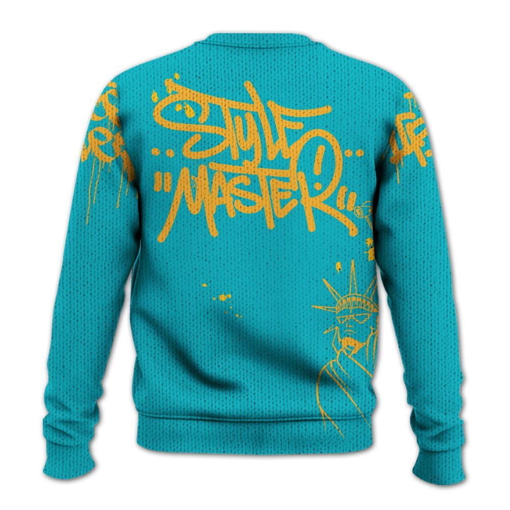 Knitted Sweater To Match Retro Aqua 5s - Graphic Fck Around Find Out