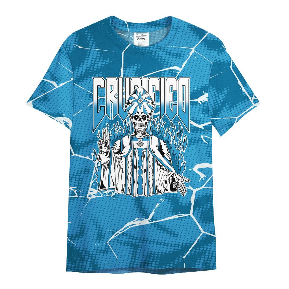 Shirt To Match Powder Blue 9s - Crucified Skeleton Crack All Over Print