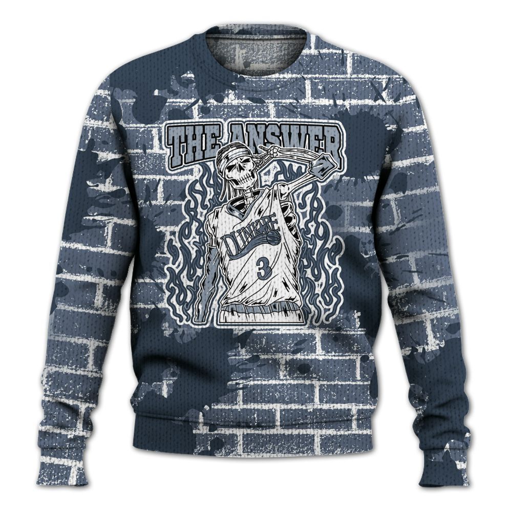 Knitted Sweater To Match Low Diffused Blue 11s - Allen Answer Skeleton Brick