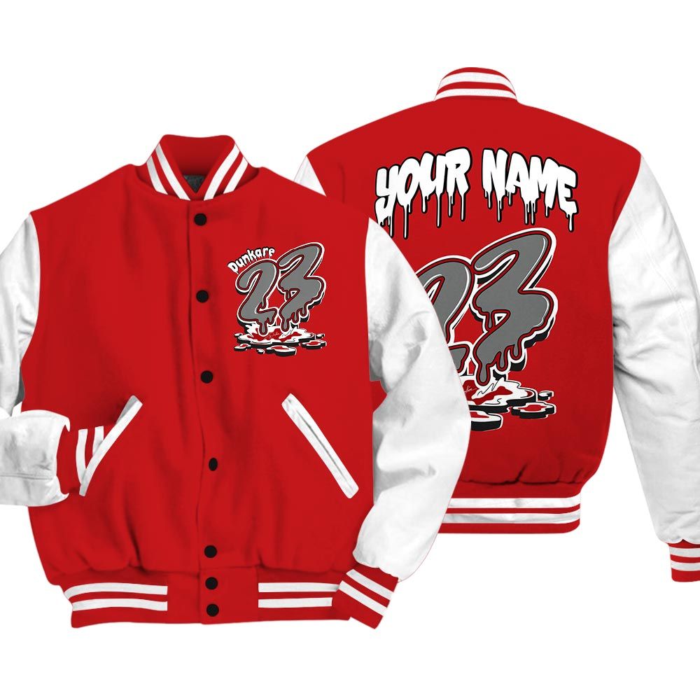 Varsity Jacket To Match Varsity Custom Name 23 Drip, Bred Reimagined 4s Baseball - To Match Sneaker Bred Reimagined 4s Graphic Tee 1904 HDT