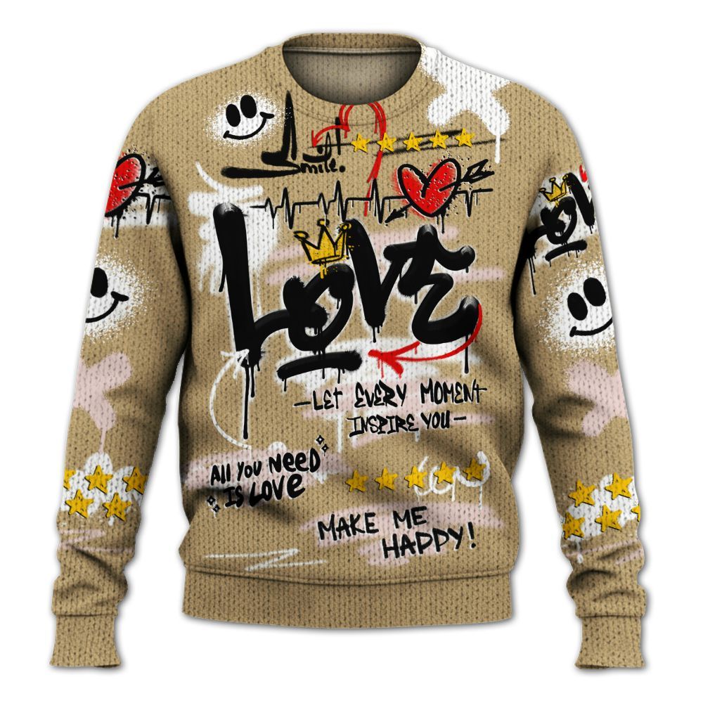 Sweater To Match Low Linen 2025 1s Shirt, Happy Love Beats Graffiti Graphic