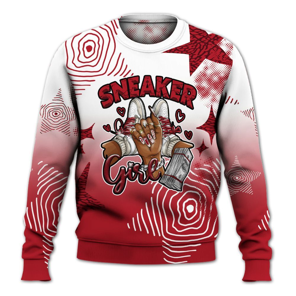 Sweatshirt To Match Mid Red Cracked Leather 1s - Sneakerz Girlz Unique Starz All Over Print