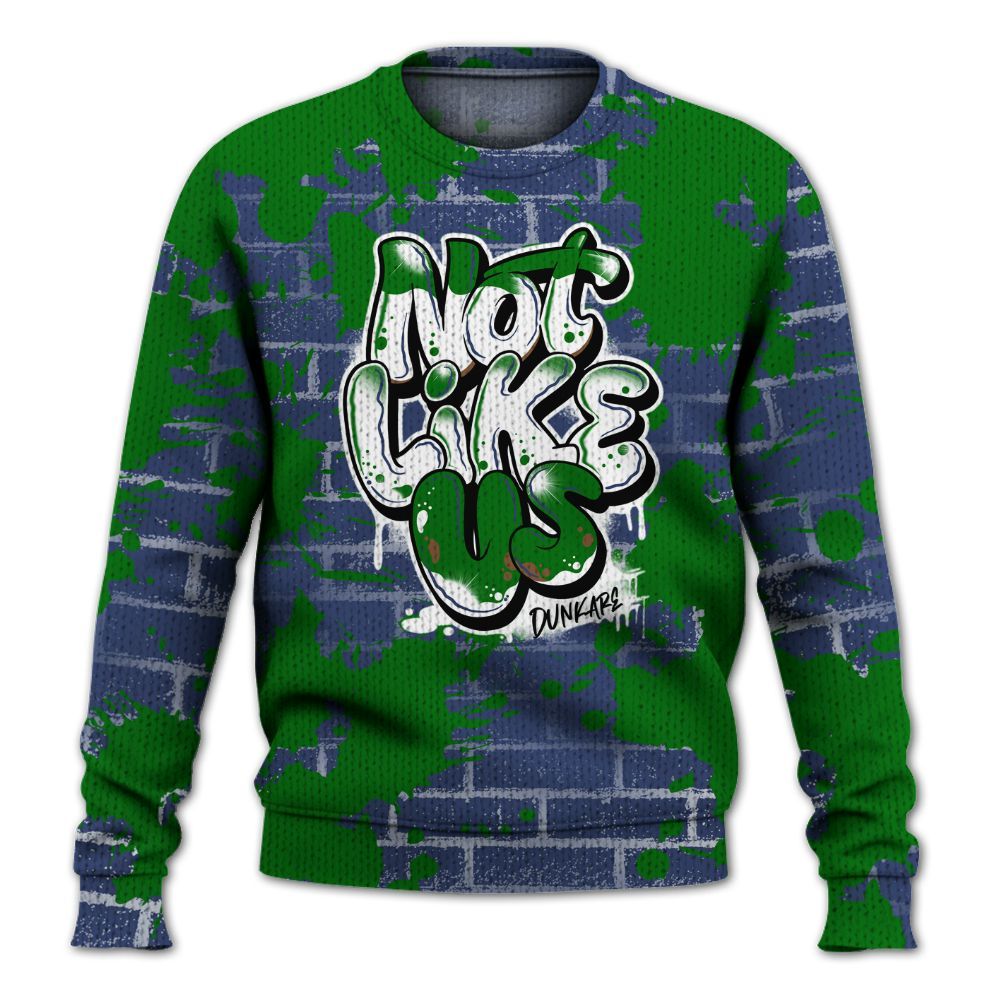 Knitted Sweater To Match Midnight Navy 13s - None Like Us Graphic Brick Art