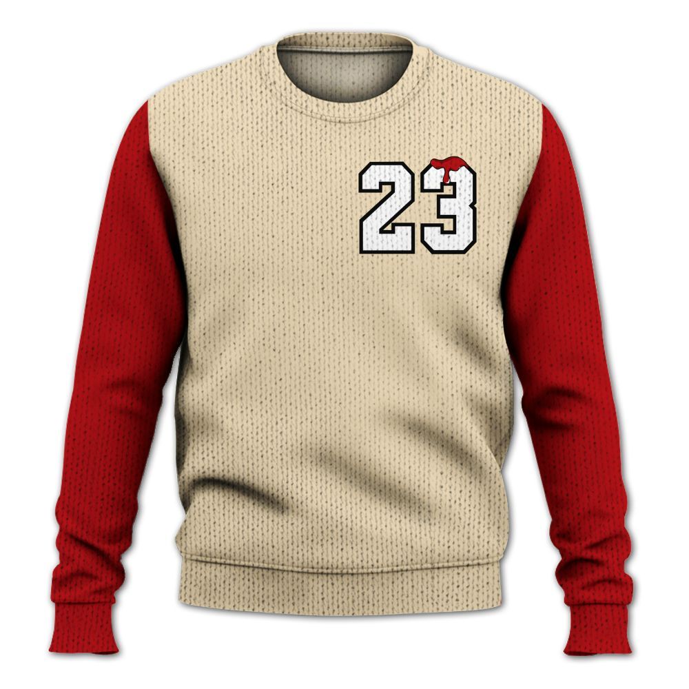Knitted Sweater To Match Dunk Low Strawberry Waffle, Custom Name Number 23 Drip