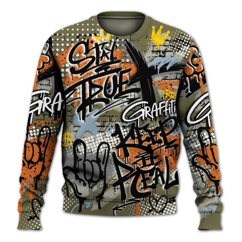 Sweatshirt To Match Olive 5s - True It Real Graffiti Streetwear All Over Print