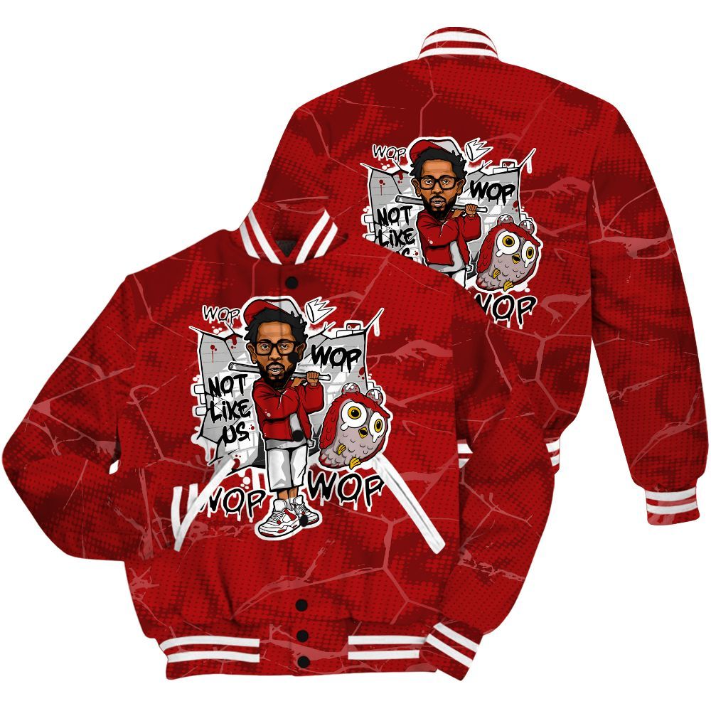 Varsity Jacket To Match Red Taxi 12s Shirt - None Like ComptonCity Graphic Crack All Over Print
