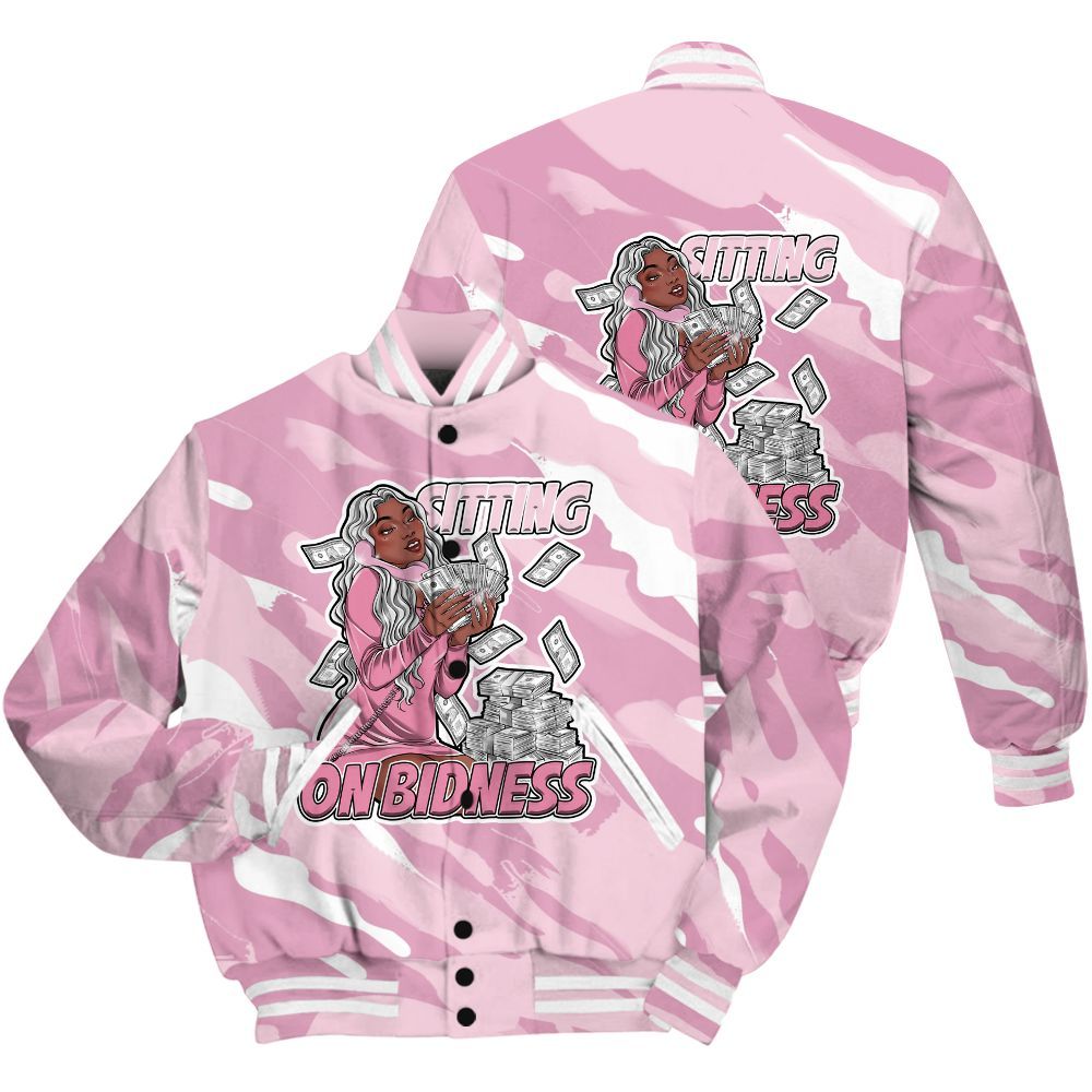 Varsity Jacket To Match Orchid 4s Shirt - Bidness Colored All Over Print