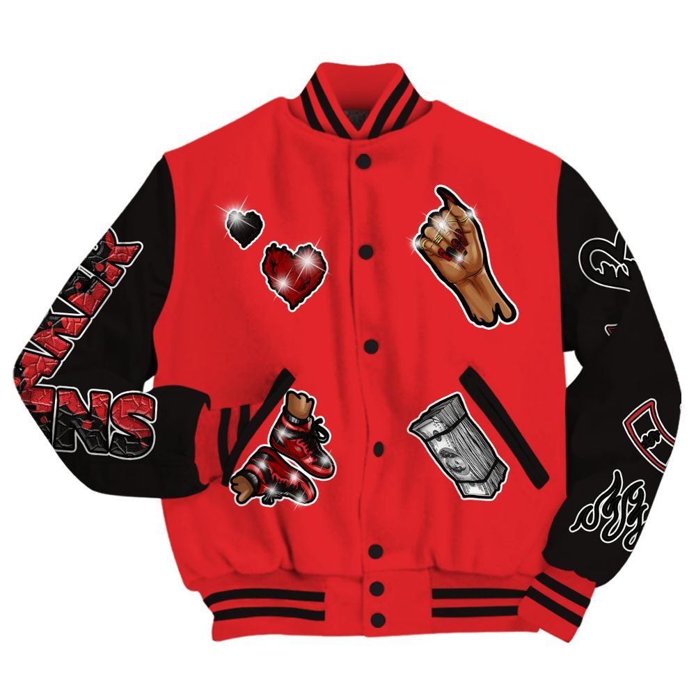 Varsity Jacket To Match Chile Red 9s - Sneakerz Girlz All Over Print
