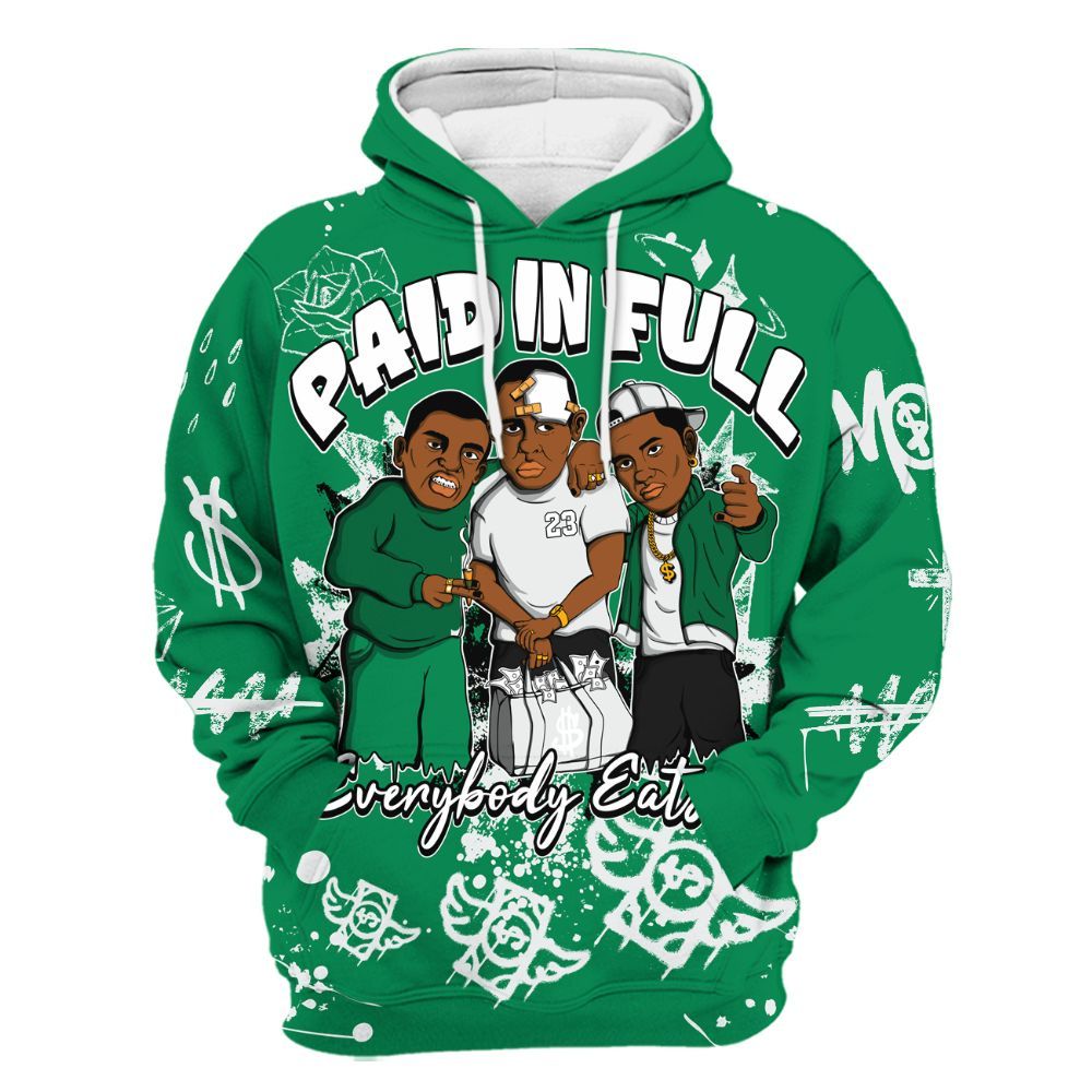 Hoodie To Match Mid Lucky Green 1s - Everybody Paid In Full Crayon All Over Print