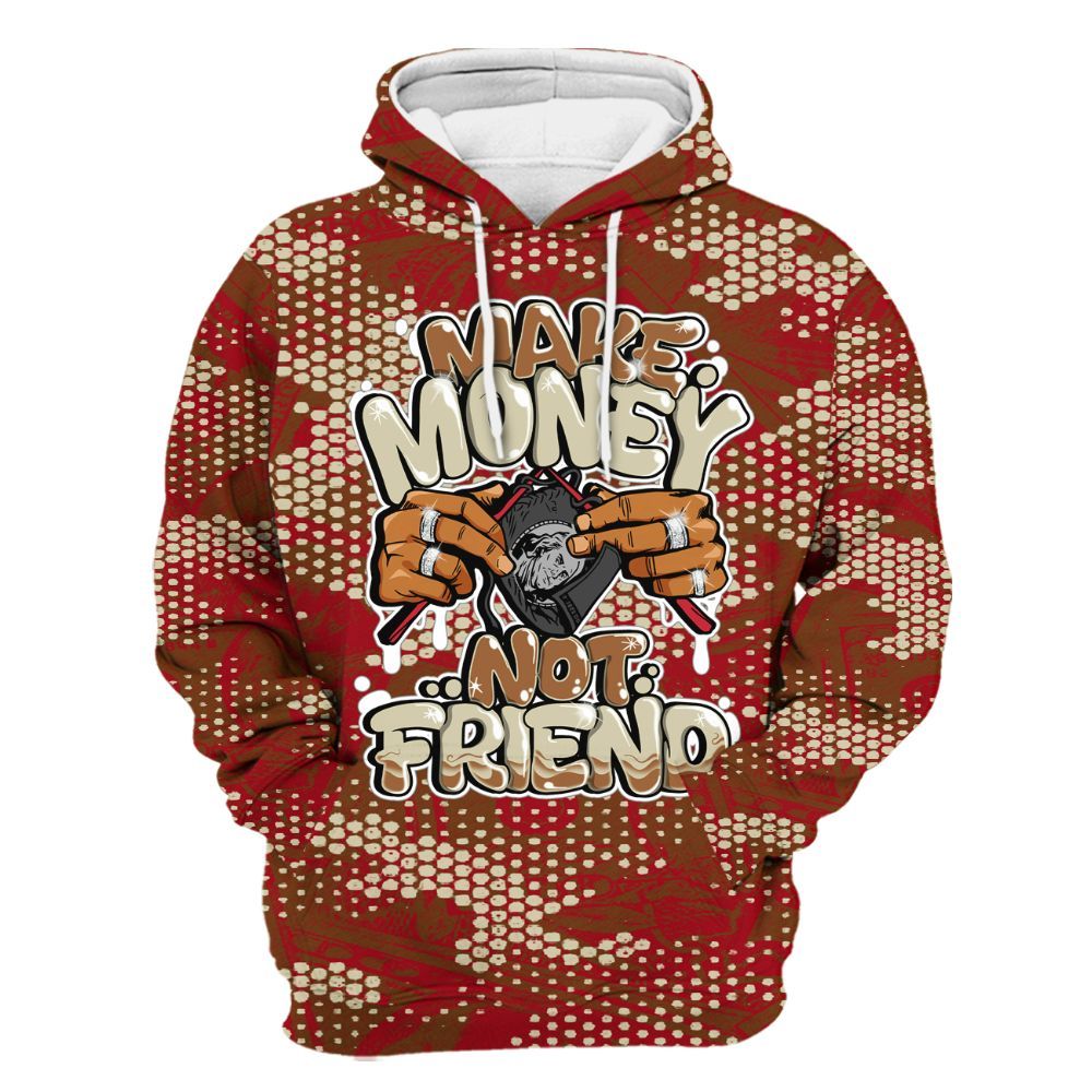 Hoodie To Match Archaeo Brown 5s - Make Moneys Not Friend Graphic Banknotes All Over Print