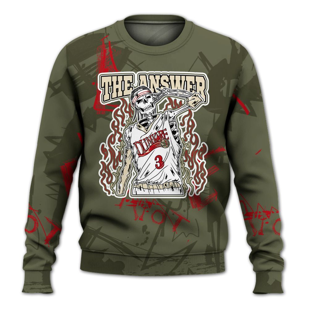 Sweatshirt To Match Travis Scott Low OG Medium Olive 1s - Allen Answer Skeleton Messyz All Over Print