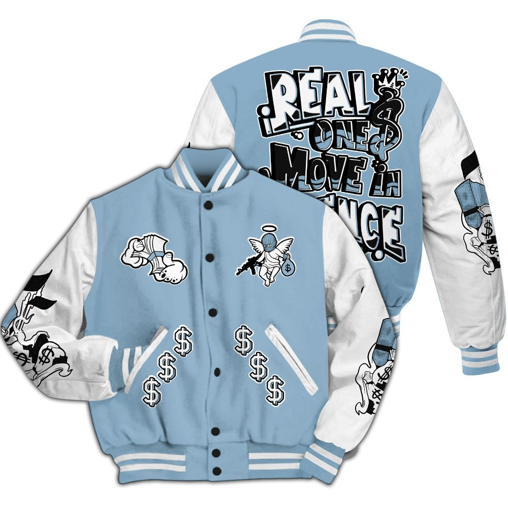 Varsity Jacket To Match High University Blue 1s - Ones Move In Silence Graphic All Over Print
