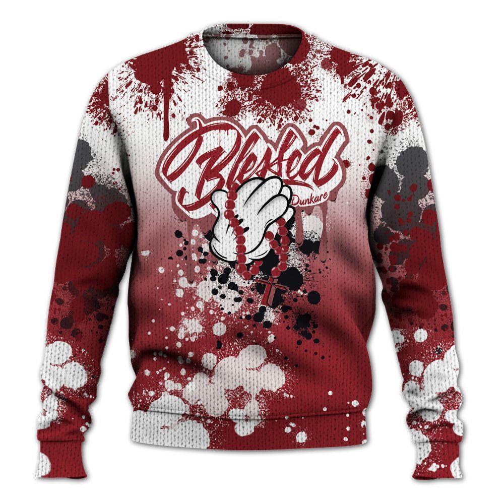 Knitted Sweater To Match High Black Toe Reimagined 1s - God Blessed Ink Drip