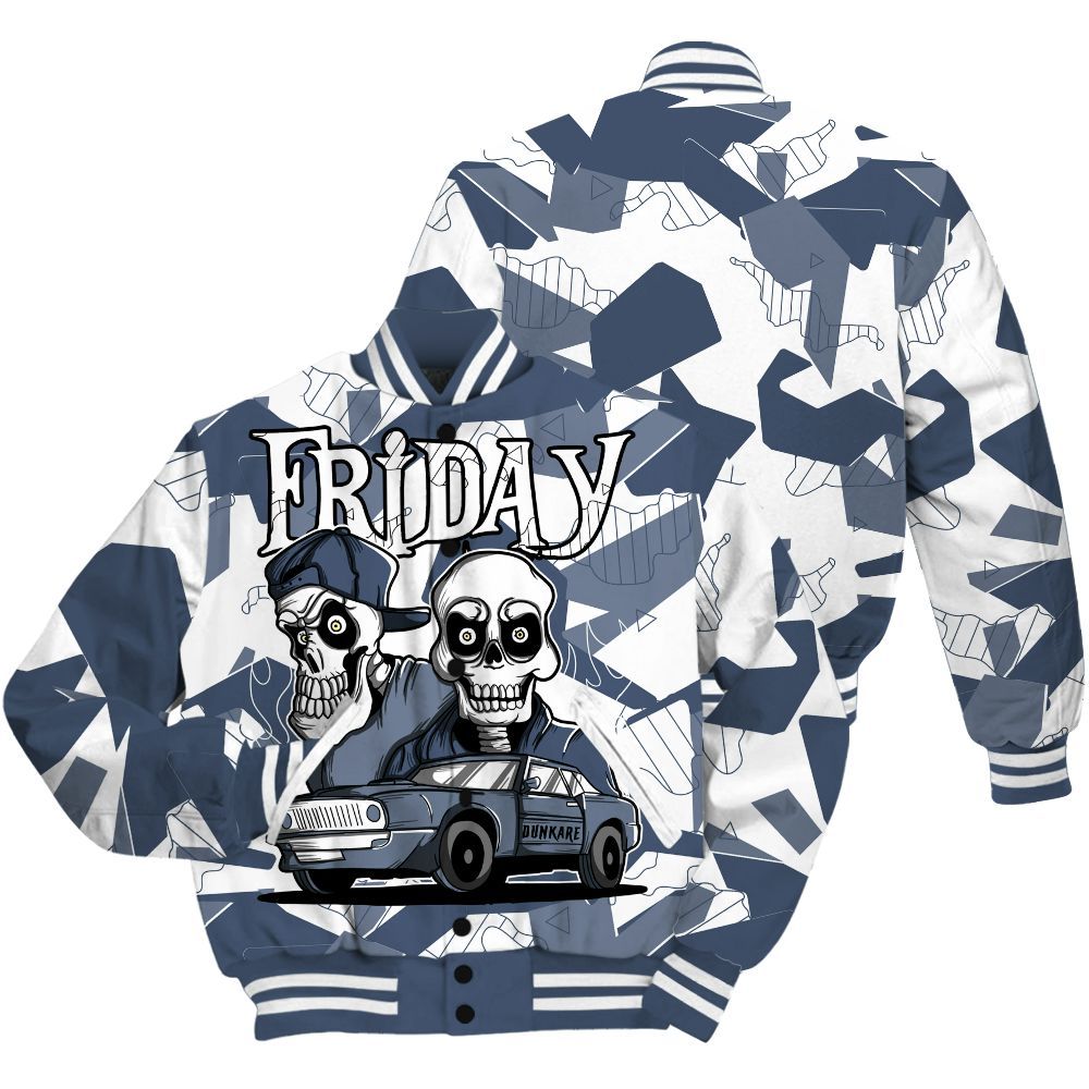 Varsity Jacket To Match Low Diffused Blue 11s - Friday Funny Retro All Over Print