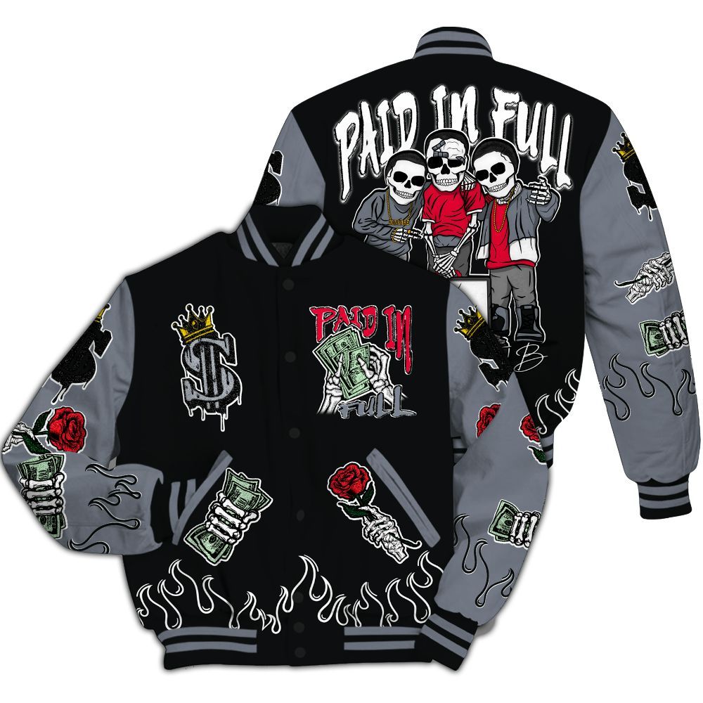 Varsity Jacket To Match Mid Black Metallic 1s - Everybody Paid In All Over Print