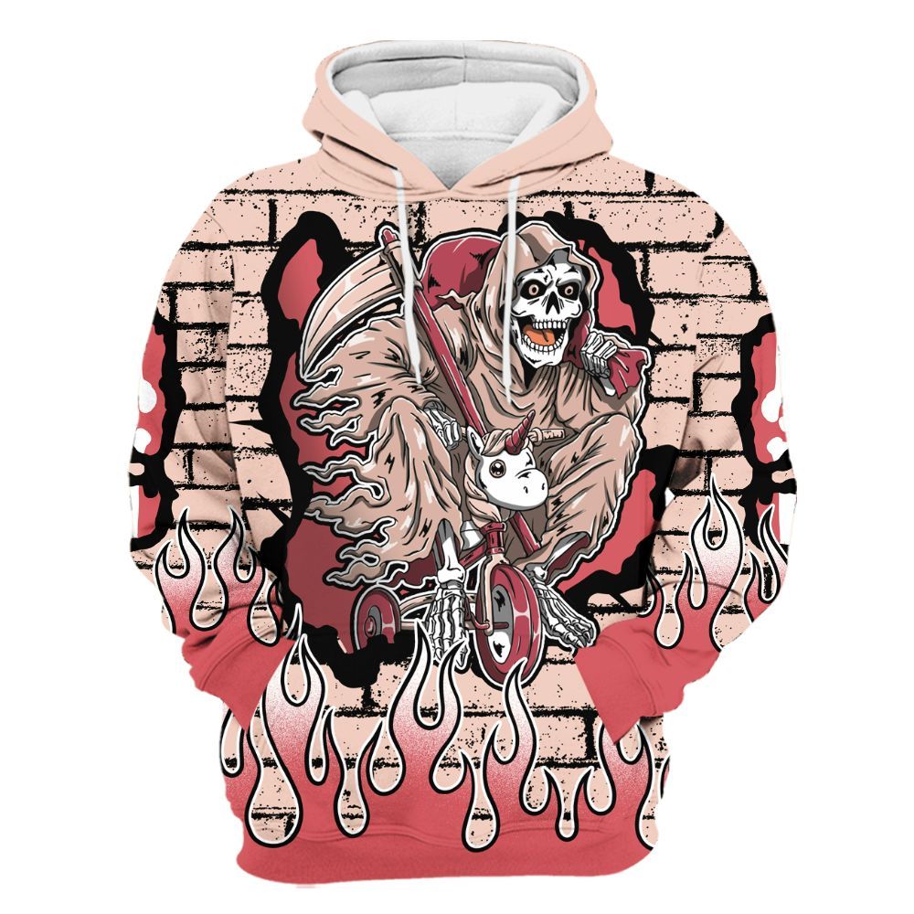 Hoodie To Match Washed Coral 2s Shirt - Self Make Skeleton Crashed All Over Print