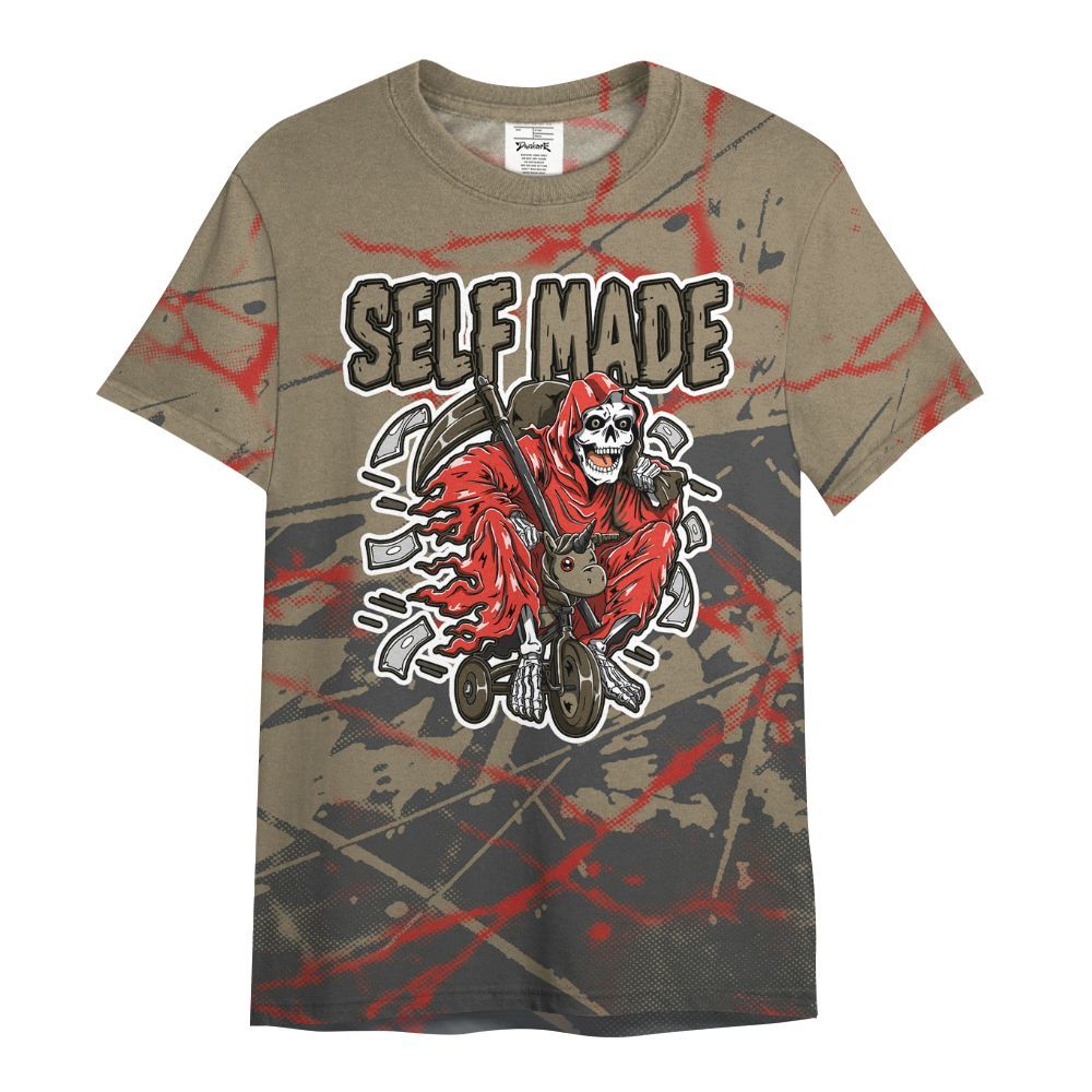 Shirt To Match Olive 9s - Self Make Skeleton Profound All Over Print