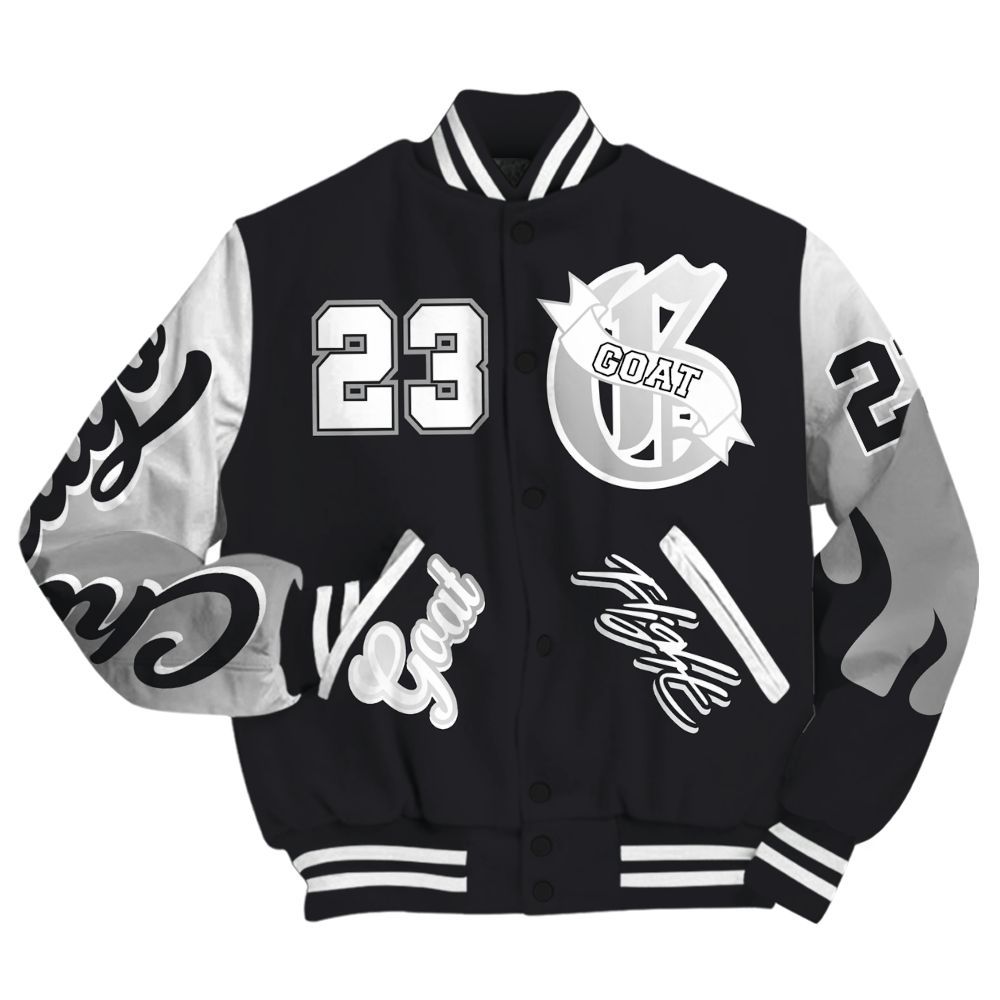 Varsity Jacket To Match Black Patent Low 17s - The G.O.A.T Streetwear All Over Print