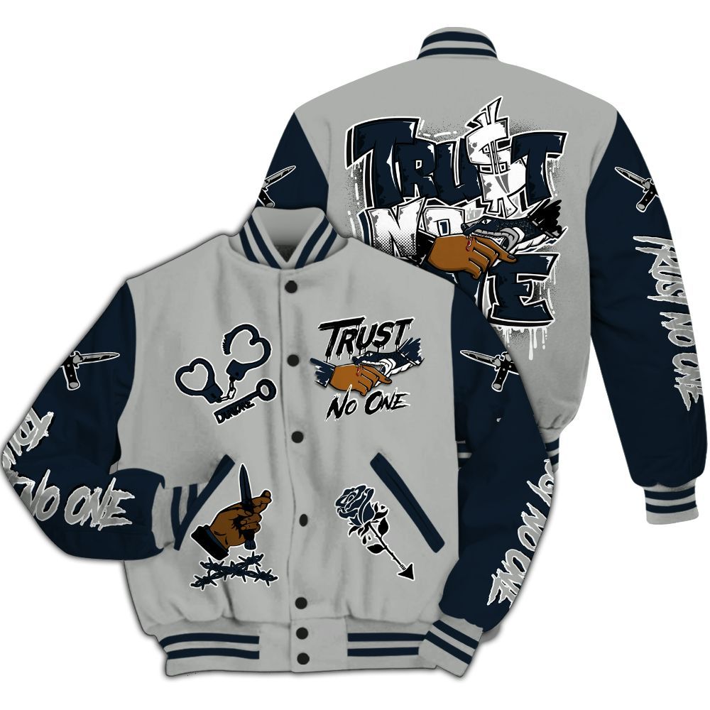 Varsity Jacket To Match Retro Georgetown 6s - Trust No One Dripping All Over Print