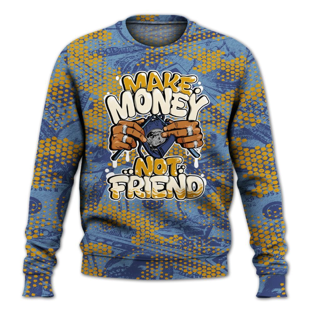 Sweatshirt To Match High OG First In Flight 1s - Make Moneys Not Friend Graphic Banknotes All Over Print