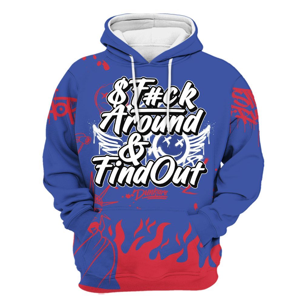 Hoodie To Match Air Griffey Max USA Red White Blue 1s - Graphic Fck Around Find Out All Over Print