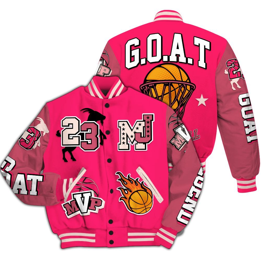 Varsity Jacket To Match A'One Hyper Pink Shirt, 23 Goat MVP Basketball All Over Print