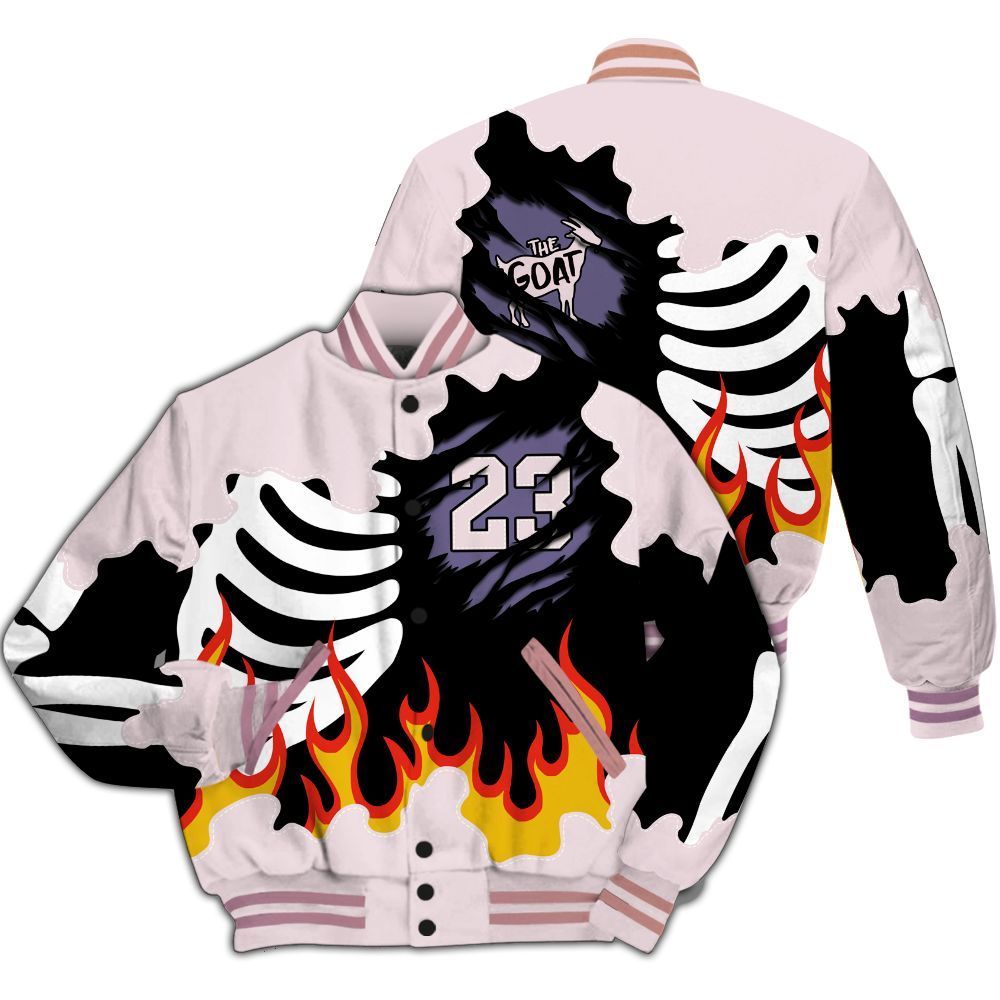 Varsity Jacket To Match Book Sunrise 1s - Burning Skeleton 23 G.O.A.T All Over Print