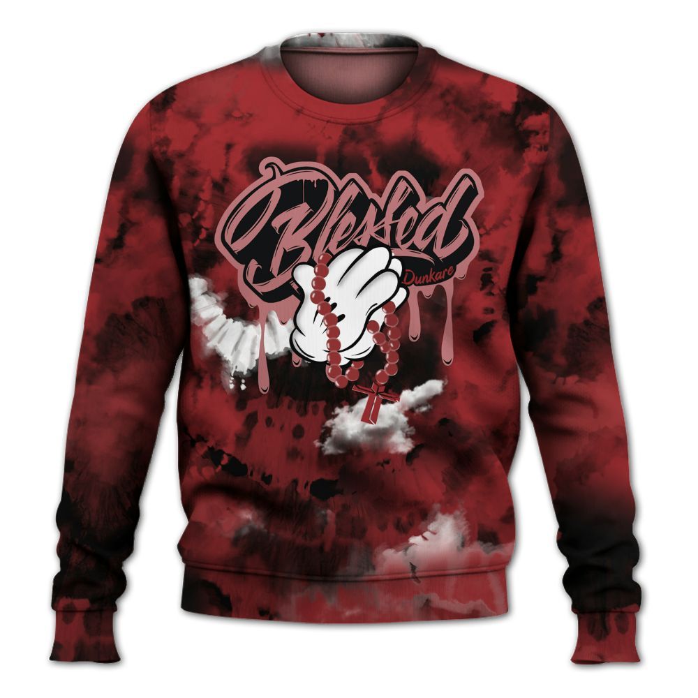 Sweatshirt To Match Alternate Flu Game 12s - God Blessed Tie Dye All Over Print