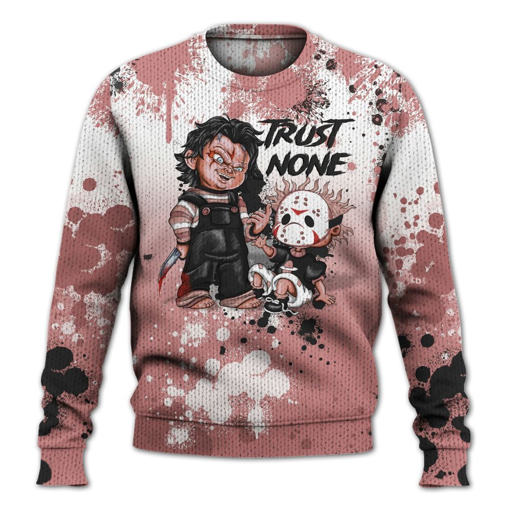 Knitted Sweater To Match Low OG Rust Pink 1s - Trust No One Scary