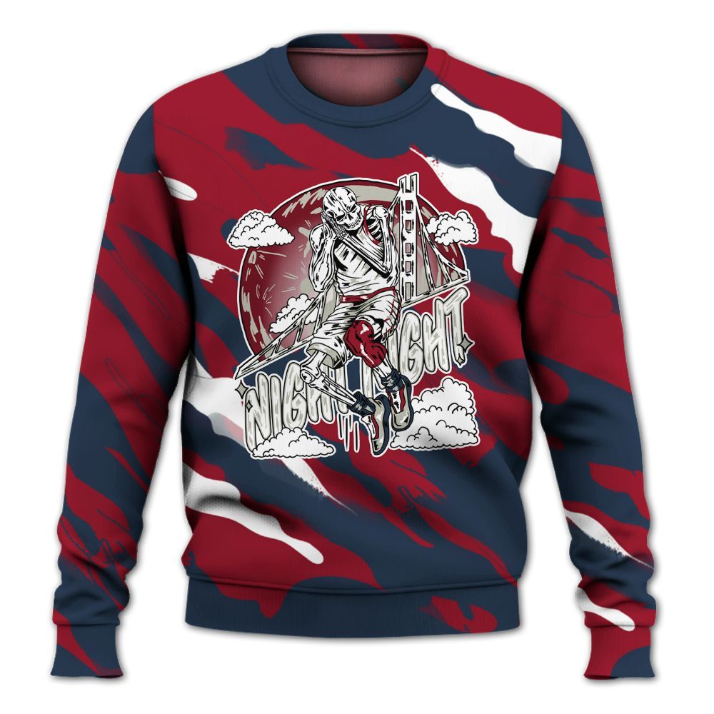 Sweatshirt To Match Navy Blue 2024 6s - Seeya Skeleton Colored All Over Print
